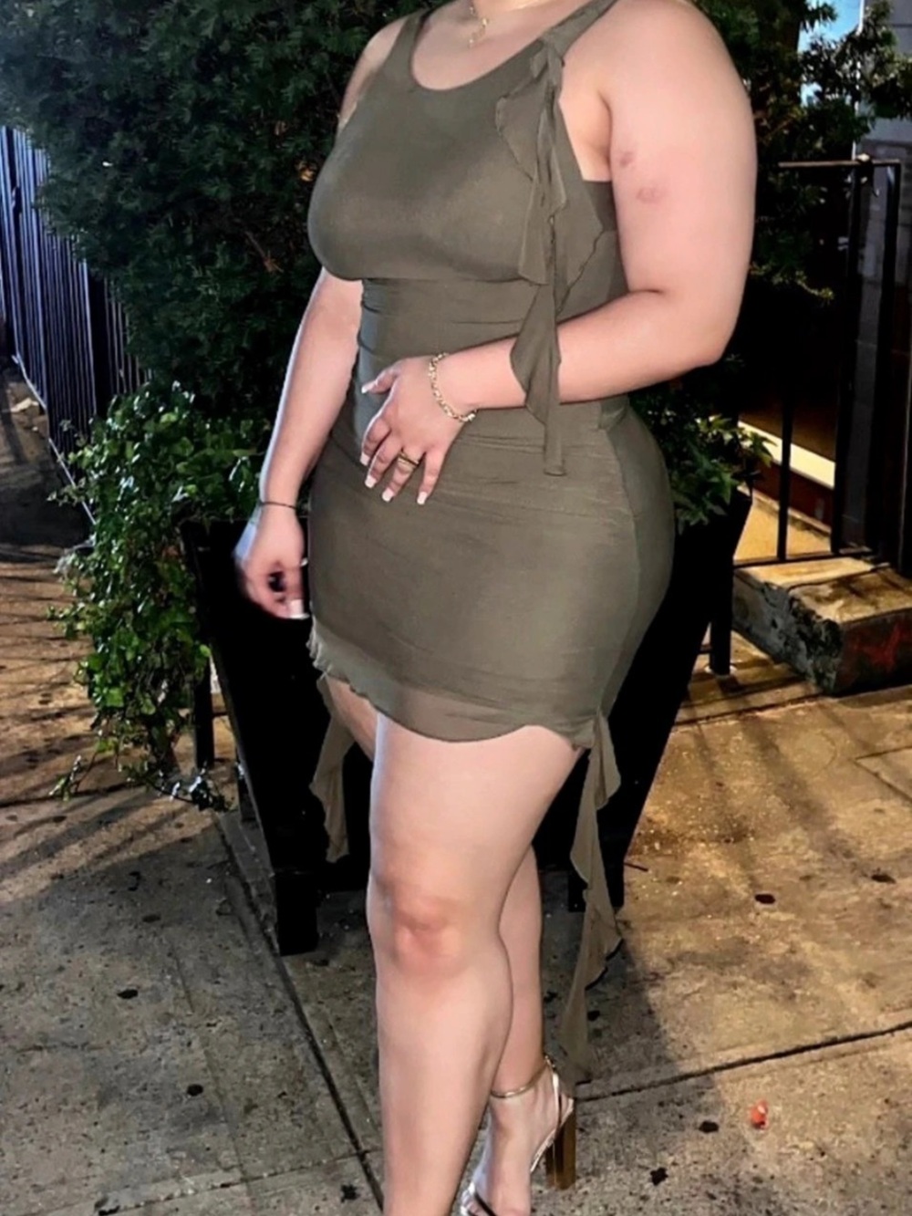 White Fox Use Somebody Mini Dress Olive Green XL